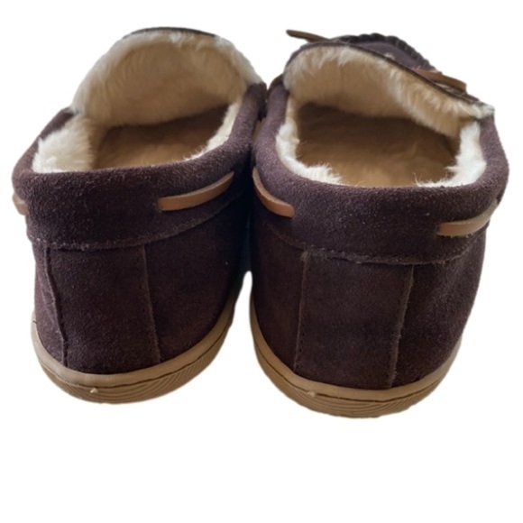 J CREW Suede Moccasin Slippers, Sherpa Fleece, Expresso Brown, Men\'s Siz… main image 4
